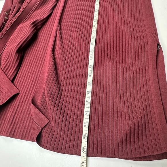 Talbots Sweater Womens 2X Burgundy Cardigan Open Ribbed Preppy Office Minimalist - Picture 12 of 14
